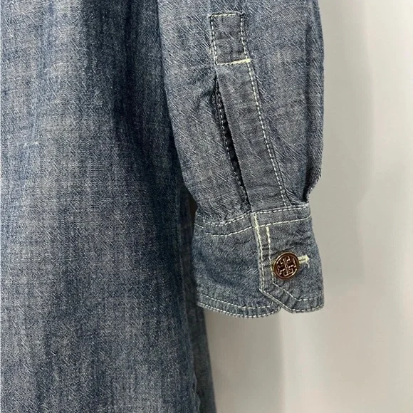 Tory Burch Blue Denim Belted Brigette Demi Shirt Dress Size 0 - Picture 5 of 8